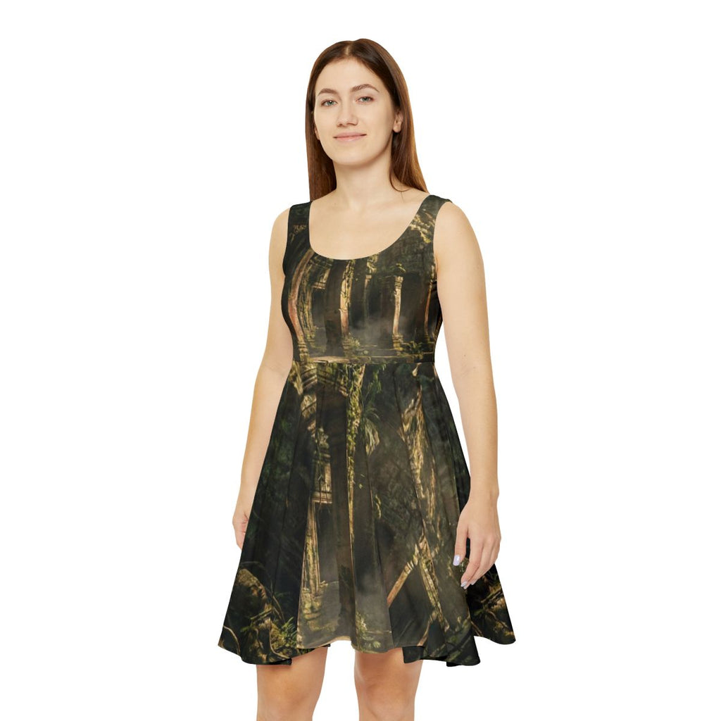 Women's Skater Dress - Jungle Temple | Echovira Gallery