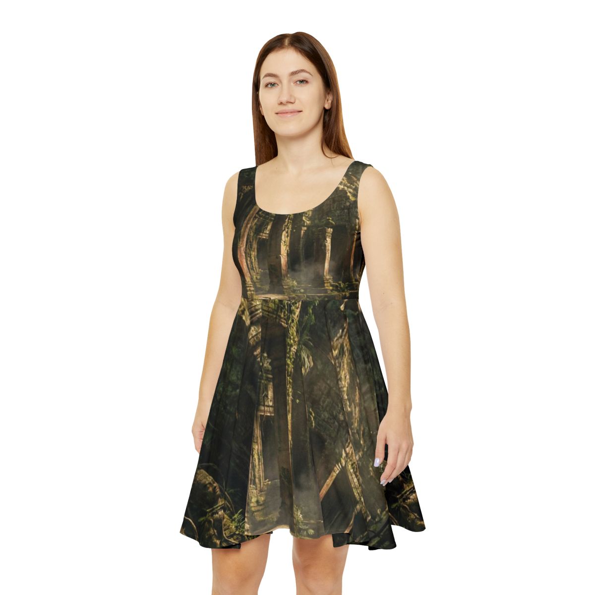 Women's Skater Dress - Jungle Temple | Echovira Gallery