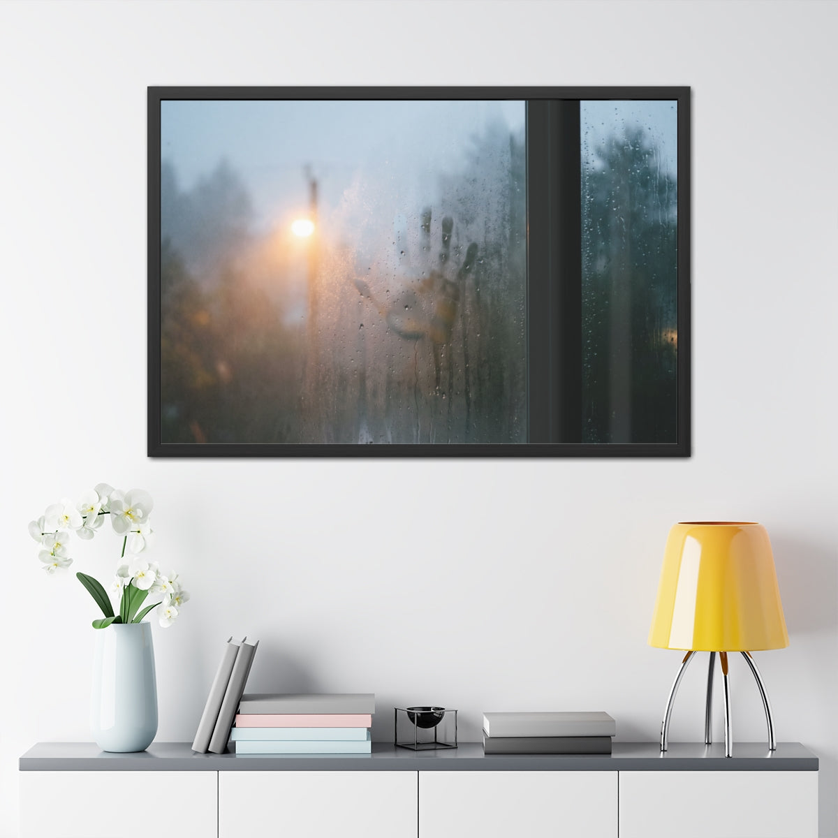Framed Posters - Rainy Window Steamed Glass Mood Art (10×8...