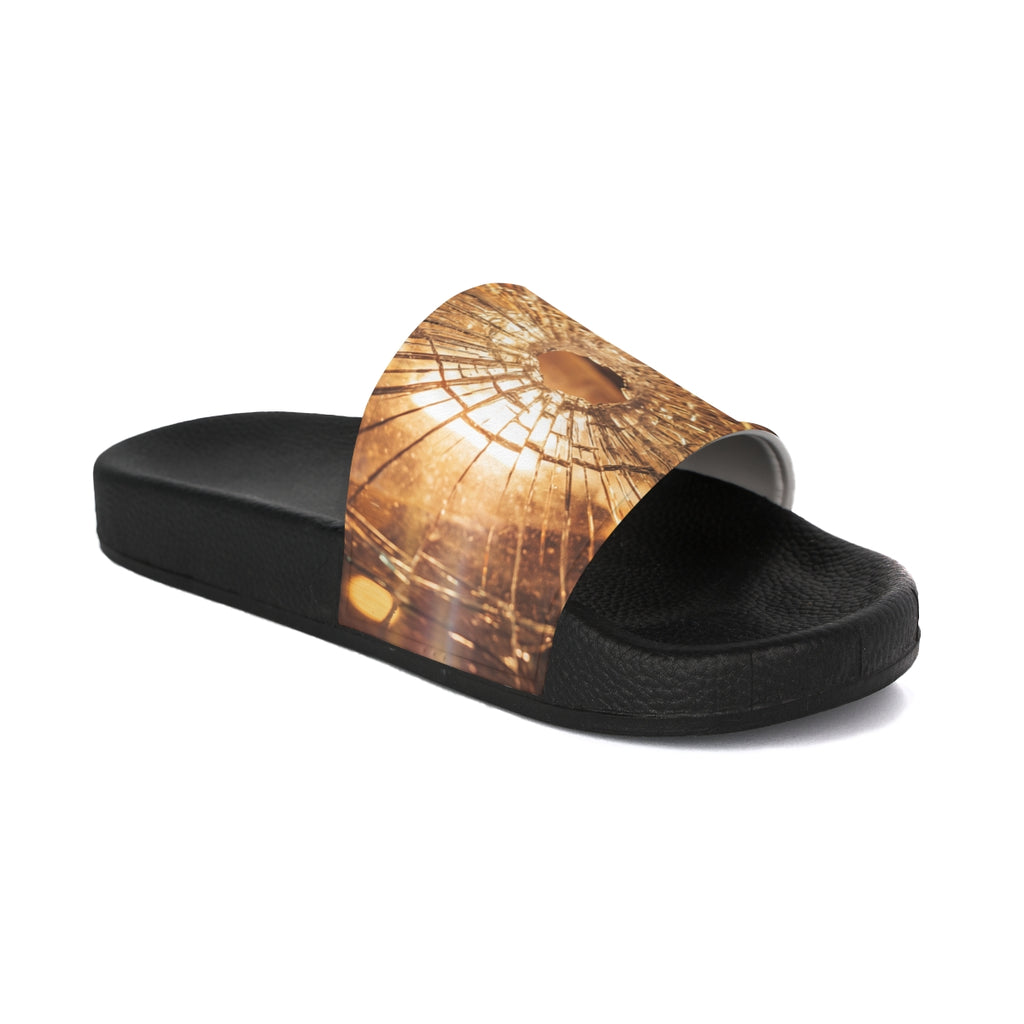 Women's Slide Sandals - Fractured Glow Broken Glass Art |...