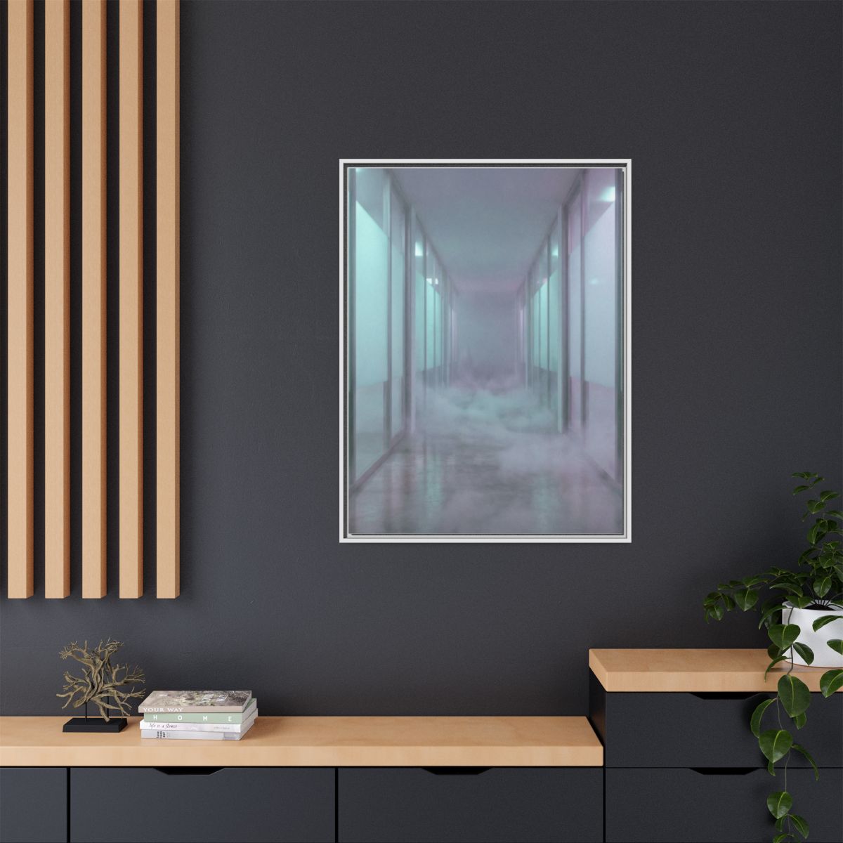 Matte Canvas, Framed - Liminal Corridor Fog Art Print —... |...
