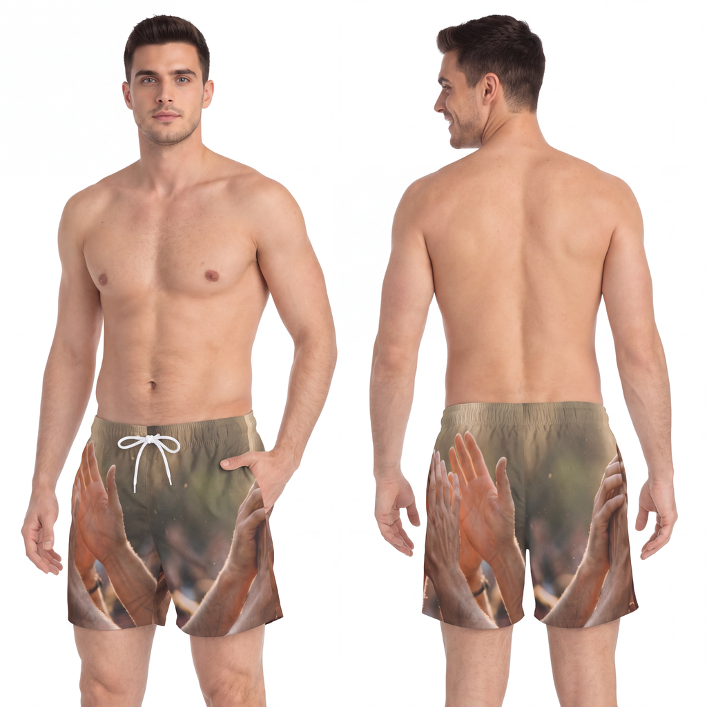 Swim Trunks - Golden Rays of Unity Wall Art | Echovira...