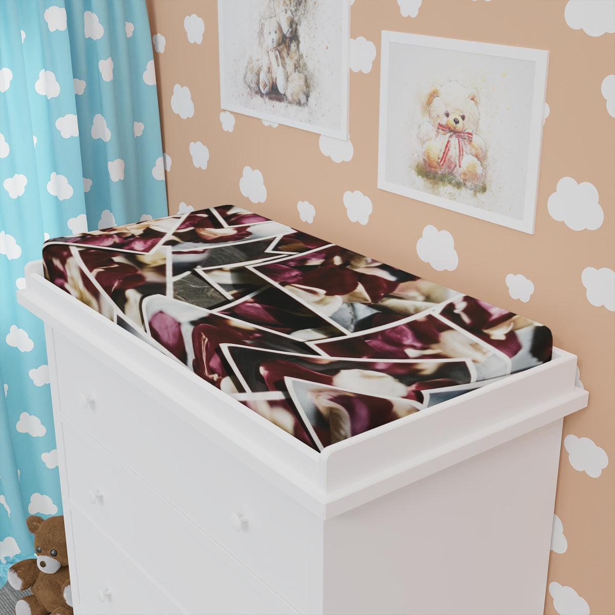 Moody Burgundy Rose Petal Baby Changing Pad Cover