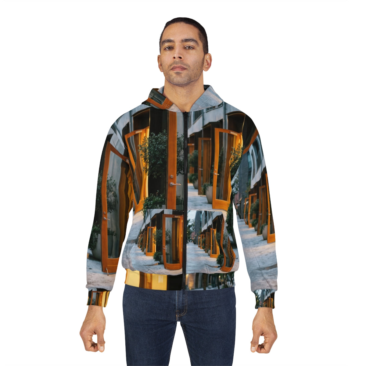 Men's Zip Hoodie - Twilight Promenade | Echovira Gallery