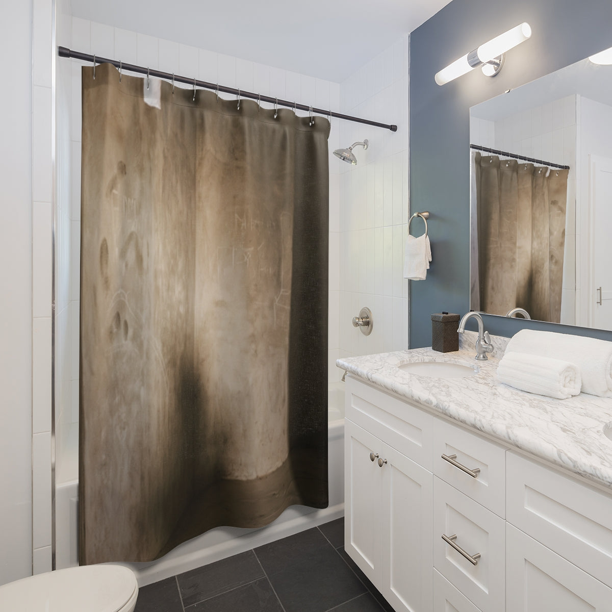 Shower Curtains - Shadows of the Citadel moody architectural...