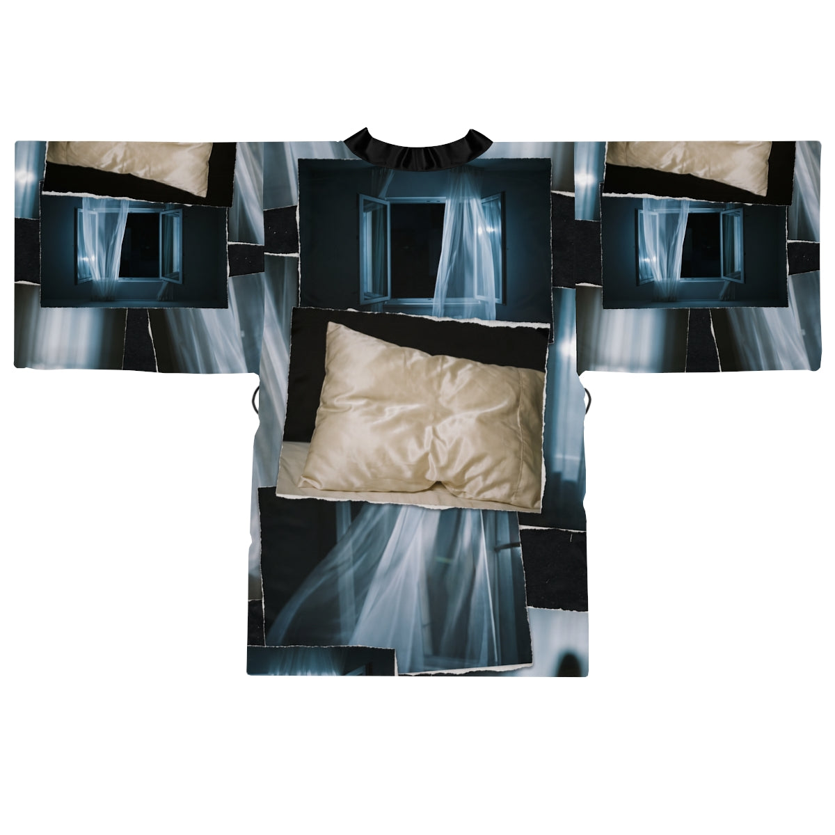 Long Sleeve Kimono Robe - Midnight Window and Silk Pillow......