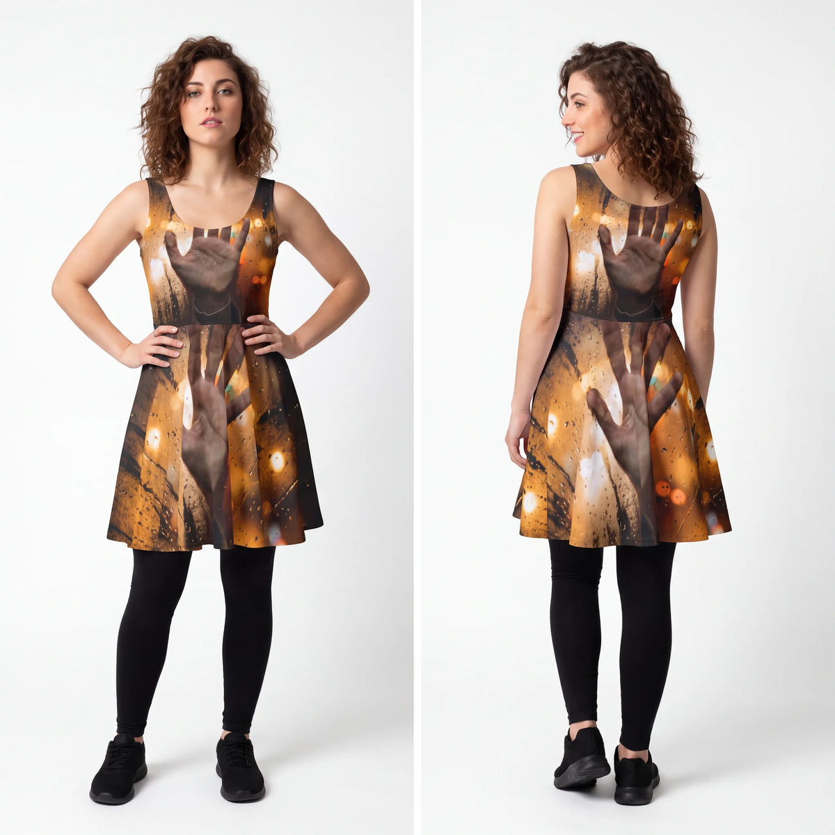 City Lights Rain Window Women's Skater Dress