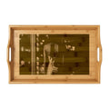 Bamboo Serving Tray - Rainy City Grid | Echovira Gallery
