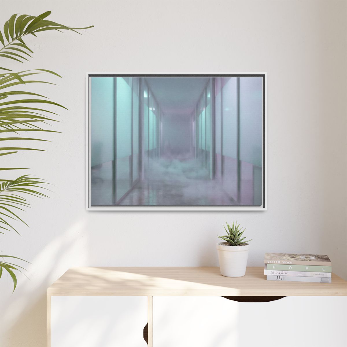 Matte Canvas, Framed - Liminal Corridor Fog Art Print —... |...
