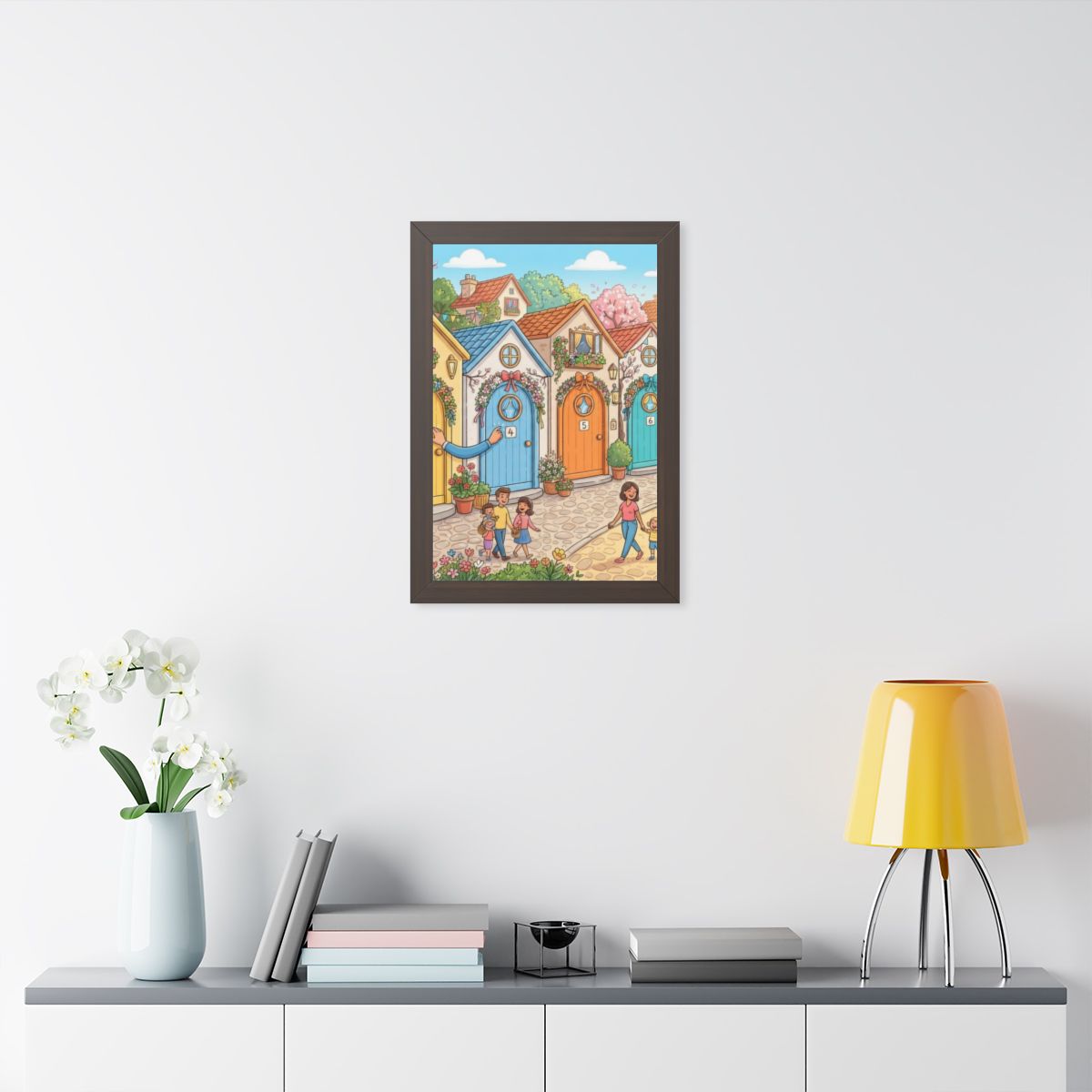Framed Vertical Poster - Storybook Lane Gateway — Walnut......