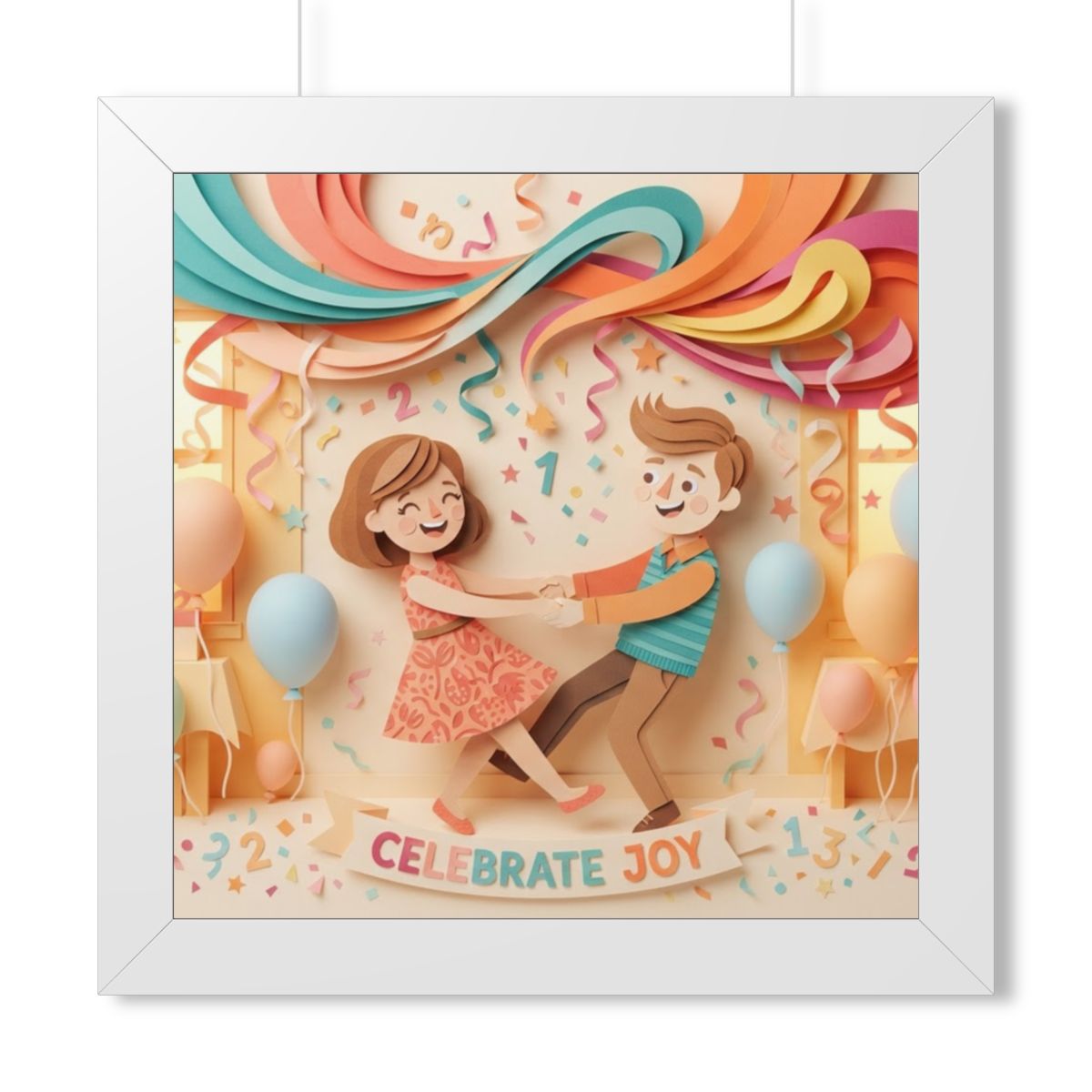 Framed Vertical Poster - Celebrate Joy Papercut Art... |...