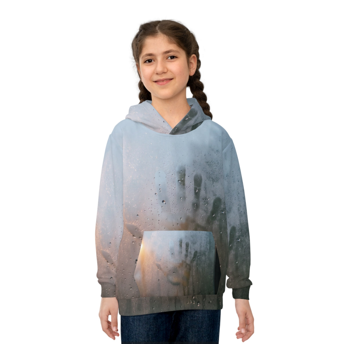 Children's Hoodie with Rainy Window Art