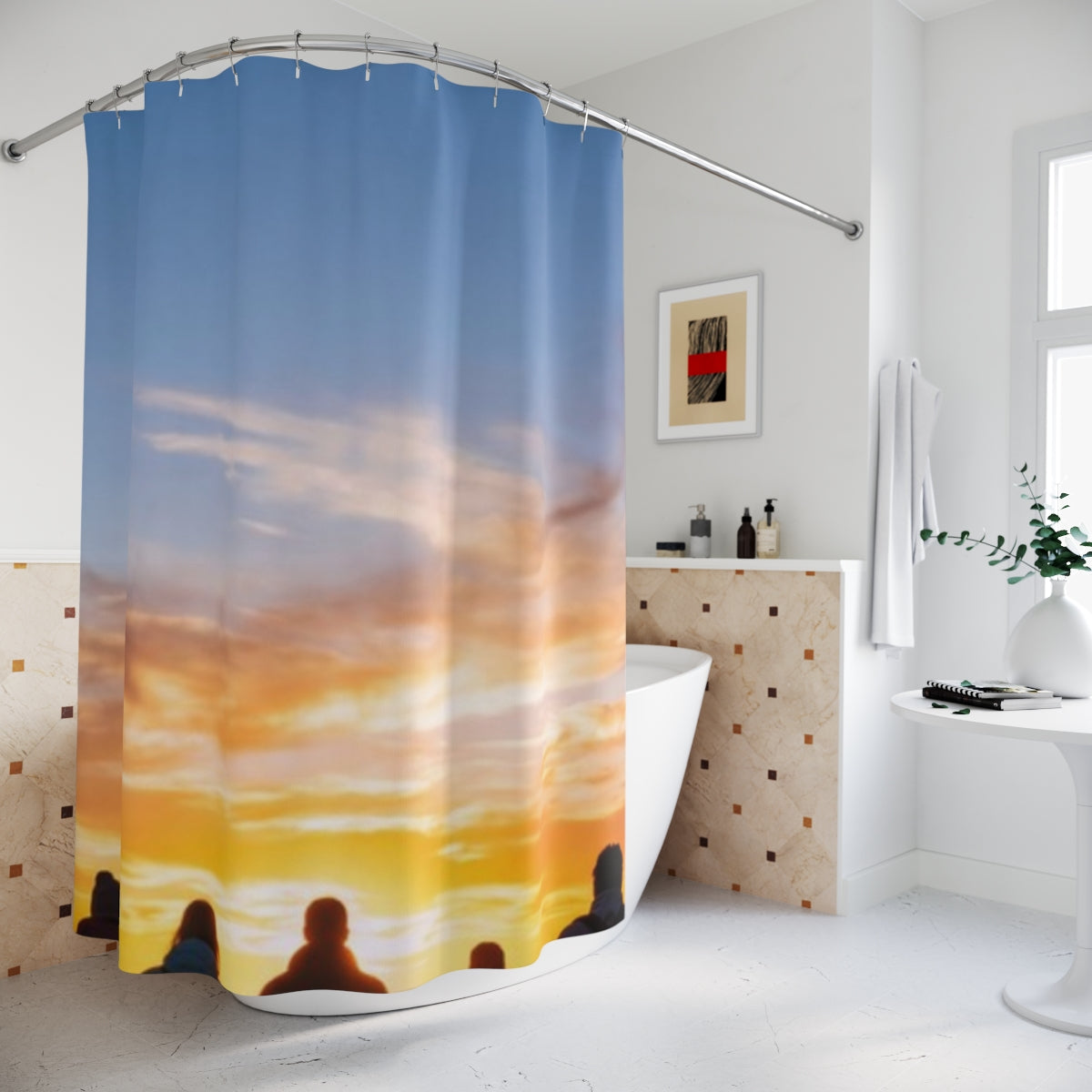 Shower Curtain - Golden Mountain Trail | Echovira Gallery