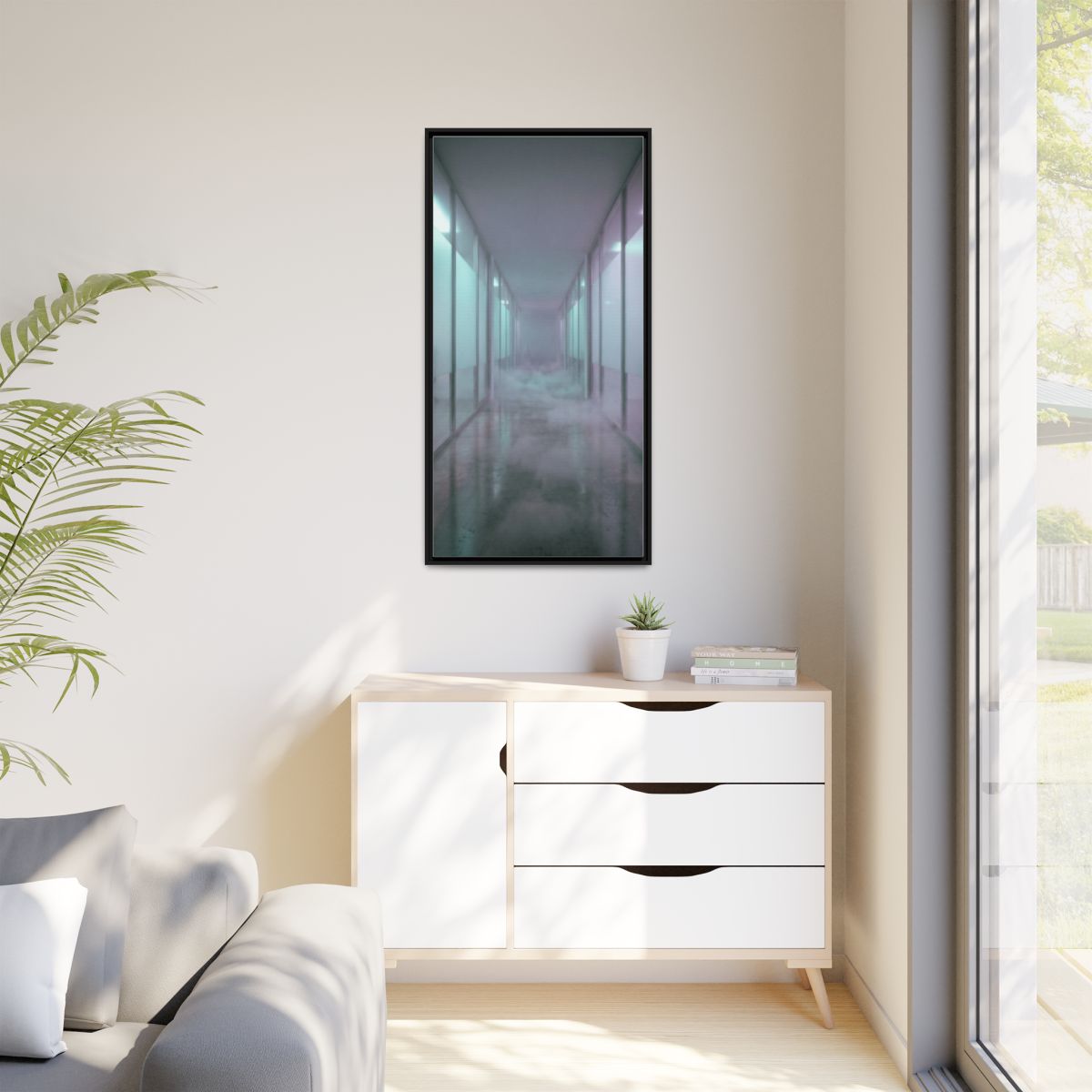 Matte Canvas, Framed - Liminal Corridor Fog Art Print —... |...