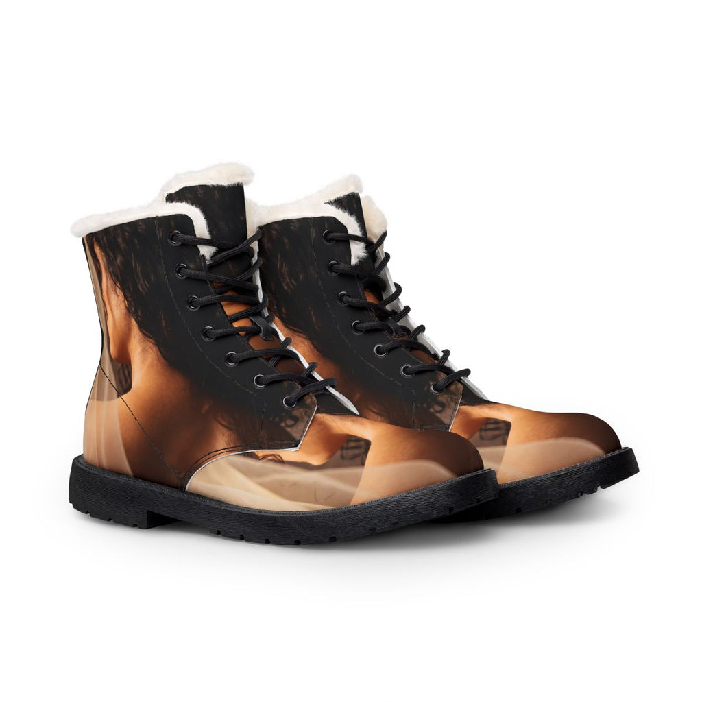 Men's Fur Leather Boots Chiaroscuro Art