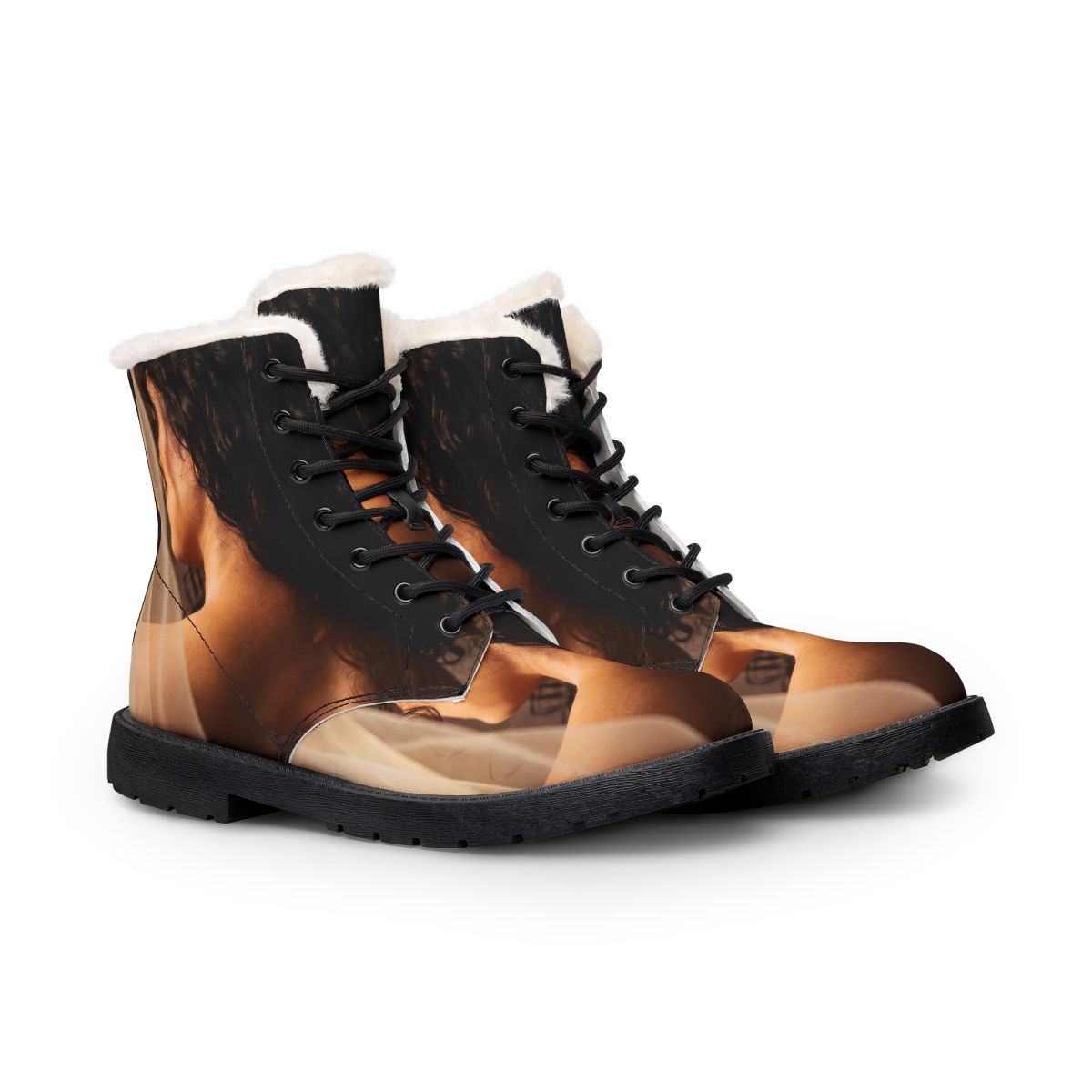 Men's Fur Leather Boots Chiaroscuro Art