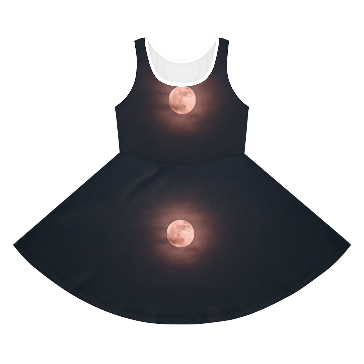 Girls' Sleeveless Sundress with Crimson Moon