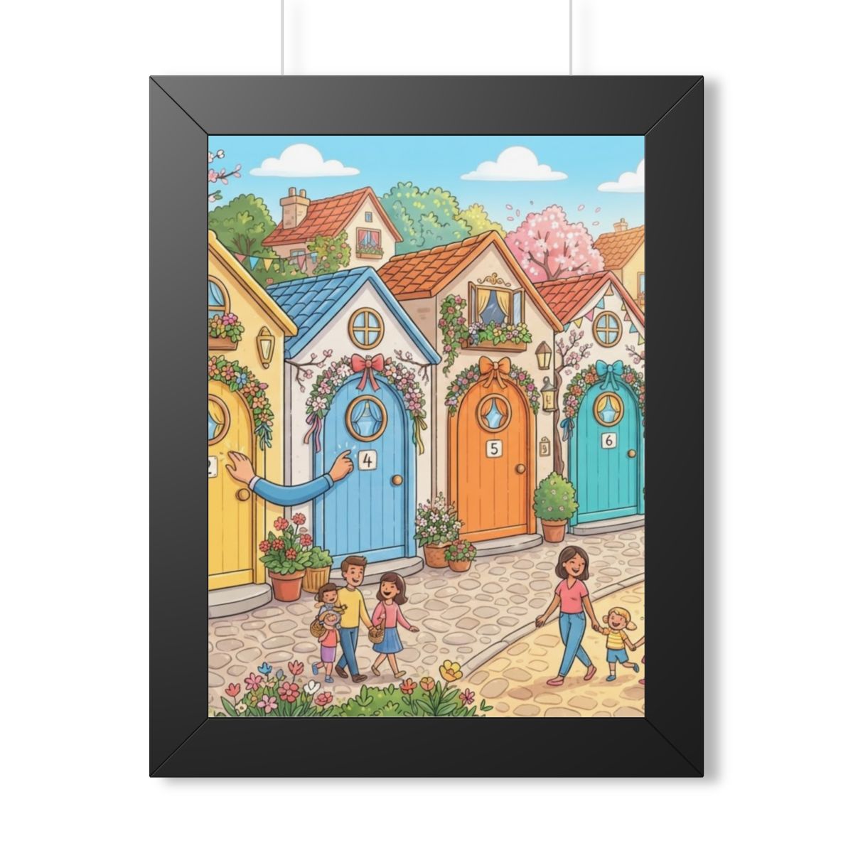 Framed Vertical Poster - Storybook Lane Gateway — Black... |...