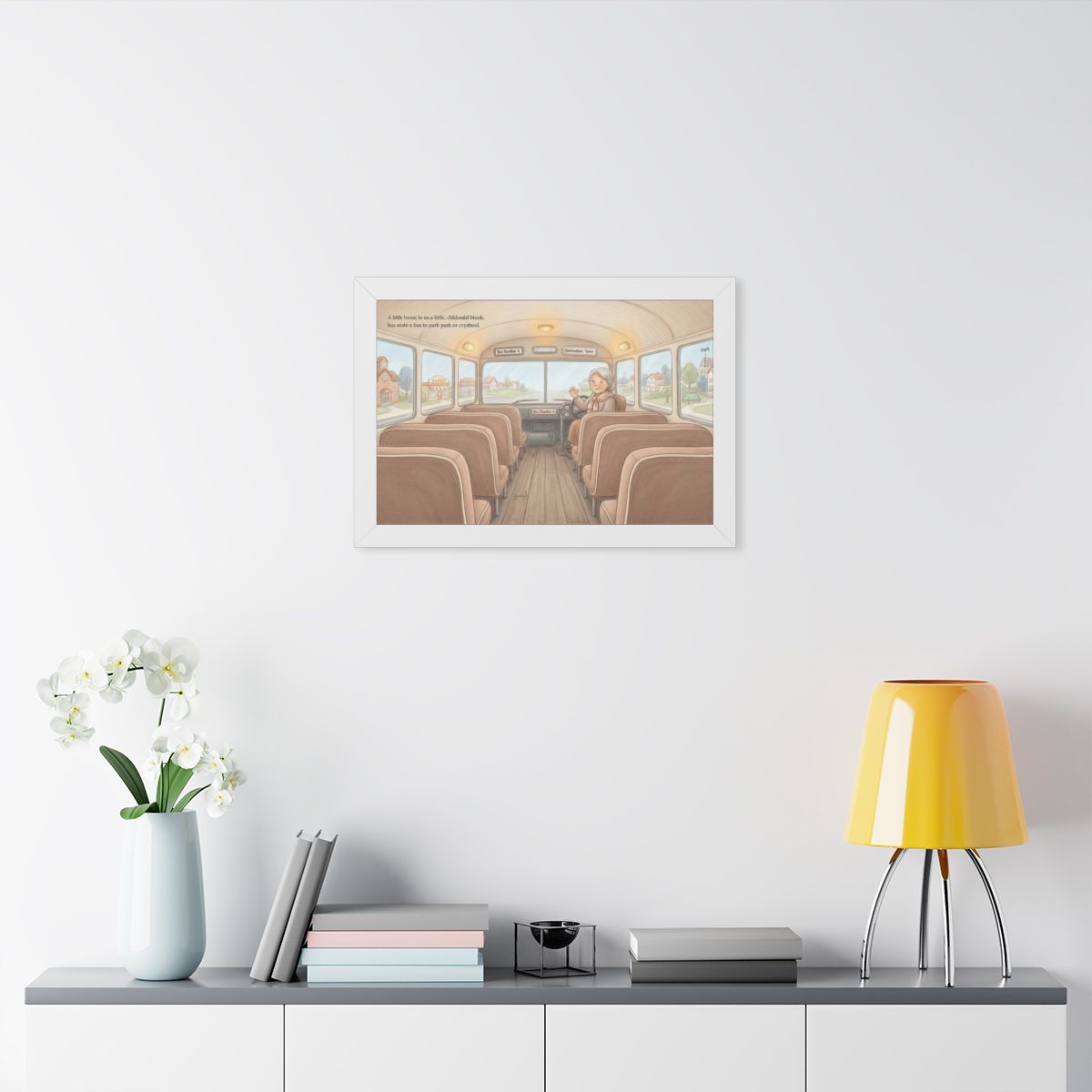 Framed Horizontal Poster - Storybook Bus Ride Whimsical Wall...