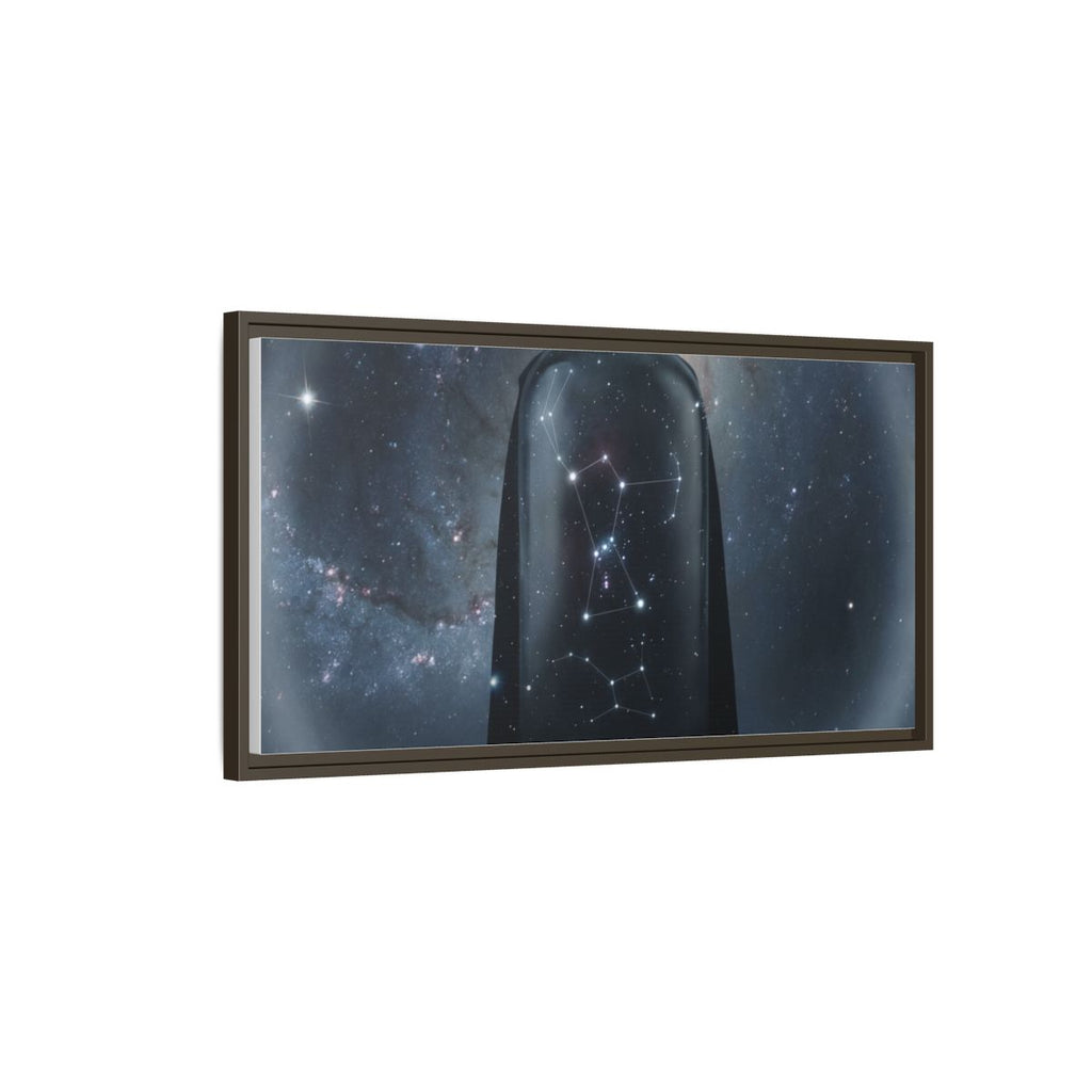 Framed Matte Canvas - Cosmic Sentinel — Espresso / 1.25" (10×8, 12×9, 14×11, 16×12, 20×10, 18×12, 20×16, 24×16, 24×18, 36×12, 24×20, 32×16, 30×20, 30×24, 32×24, 48×16, 36×24, 48×24, 40×30, 60×20, 48×32, 60×30 & 60×40)