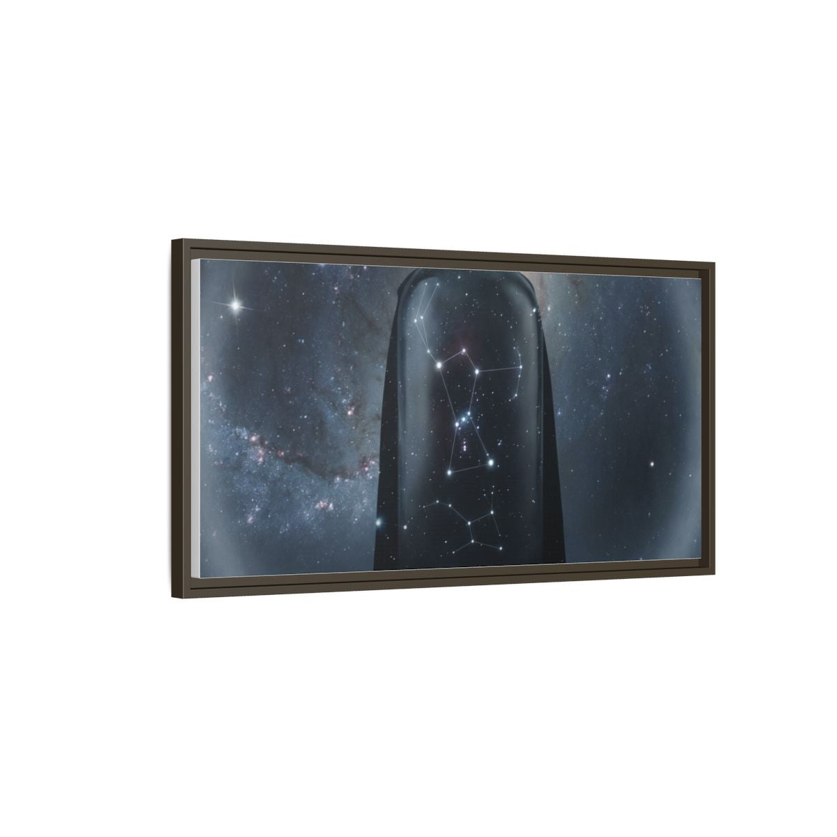 Framed Matte Canvas - Cosmic Sentinel — Espresso / 1.25" (10×8, 12×9, 14×11, 16×12, 20×10, 18×12, 20×16, 24×16, 24×18, 36×12, 24×20, 32×16, 30×20, 30×24, 32×24, 48×16, 36×24, 48×24, 40×30, 60×20, 48×32, 60×30 & 60×40)