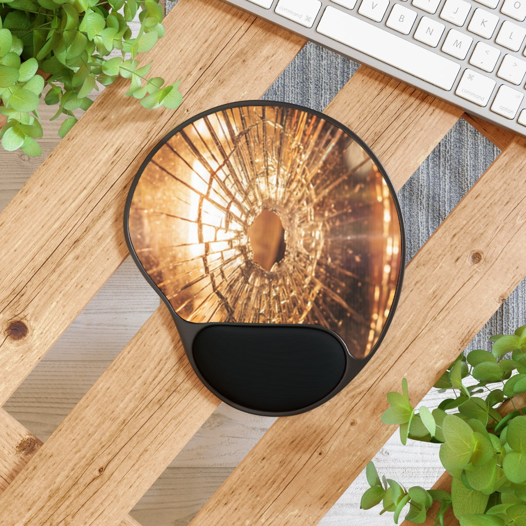 Mouse Pad With Wrist Rest - Shattered Amber Light | Echovira...