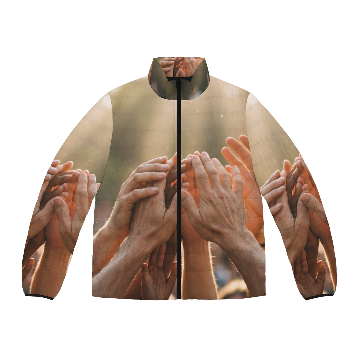 Men's Puffer Jacket - Golden Rays of Unity Wall Art |...
