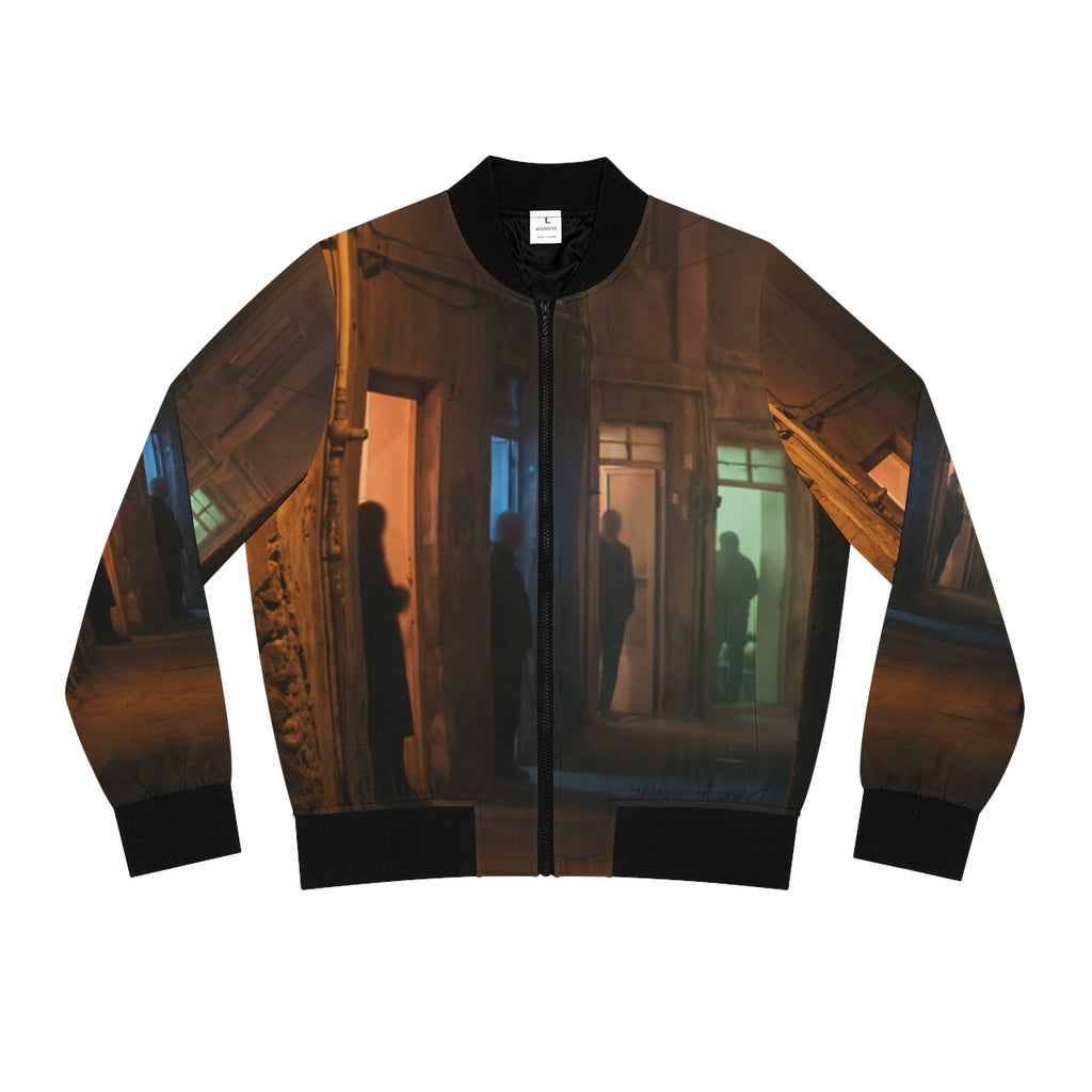 Women's Bomber Jacket - Shadowed Alleyway Mystery Art Print...