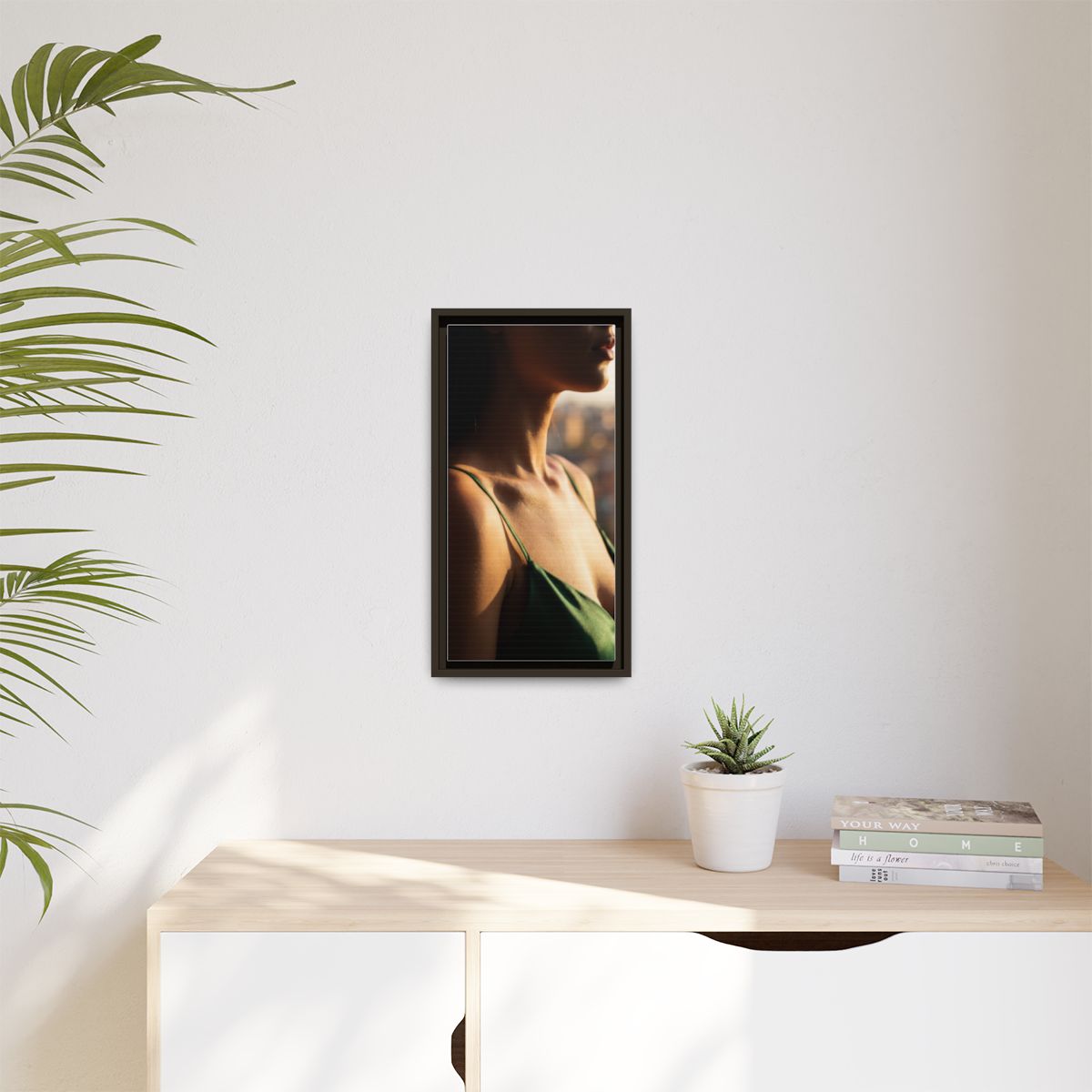 Golden Hour Matte Canvas - Framed Sunset Wall Art — Espresso...