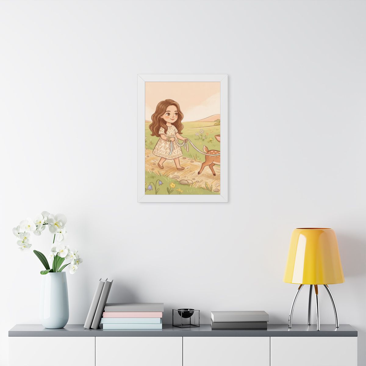 Framed Vertical Poster - Meadow Walk Fawn — White (11×14......