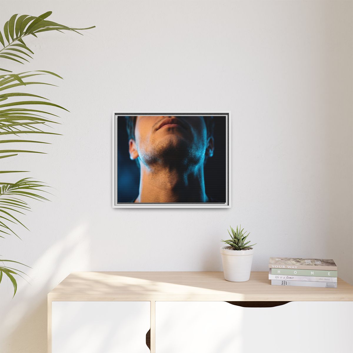 Matte Canvas, Framed - Neon Shadows Cinematic Portrait Art...