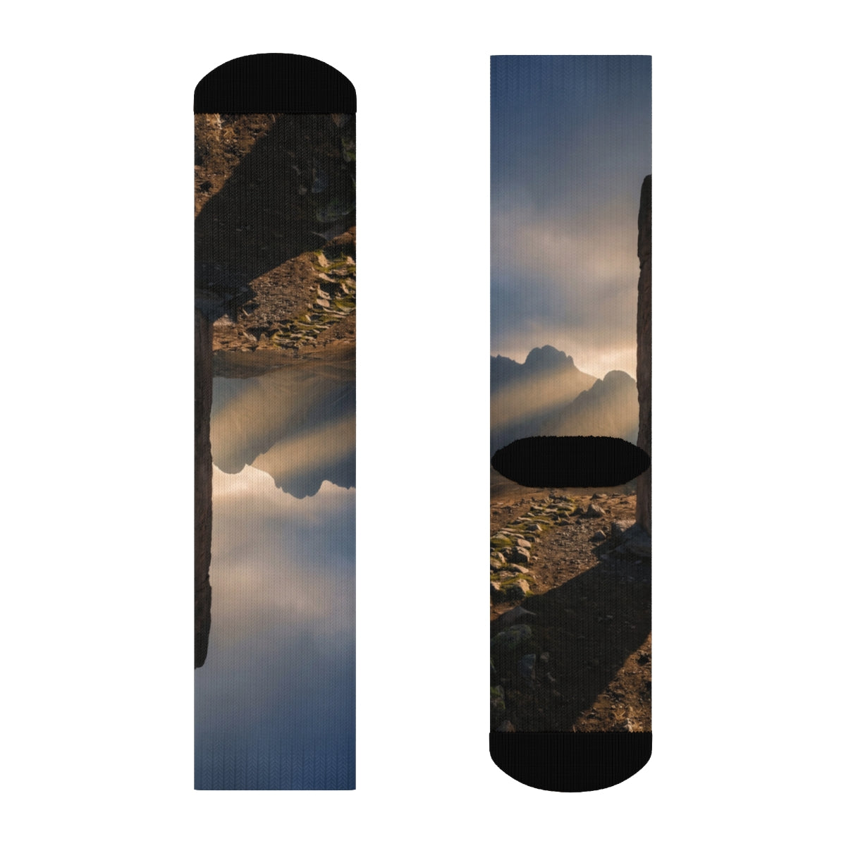 Crew Socks - Ancient Monolith Landscape Wall Art | Echovira...