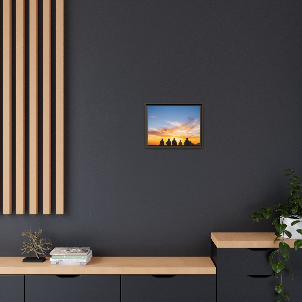 Framed Canvas - Sunset Silhouette — Espresso / 1.25"