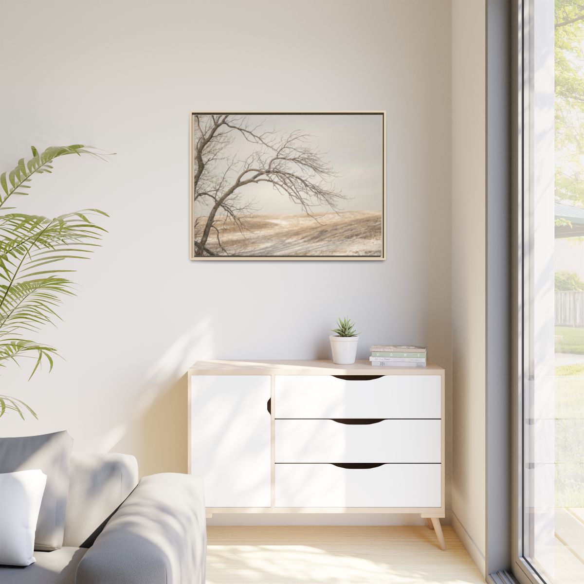 Matte Canvas, Framed - Winter Branch Solitude Landscape —......