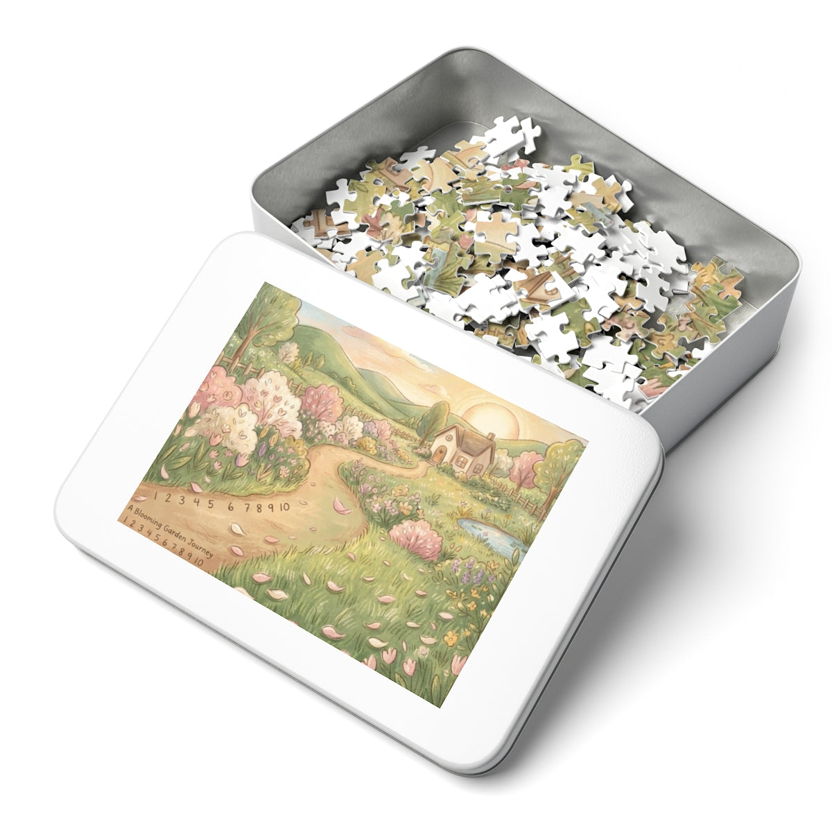 Jigsaw Puzzle with Tin - Sunlit Meadow Cottage (30, 110... |...