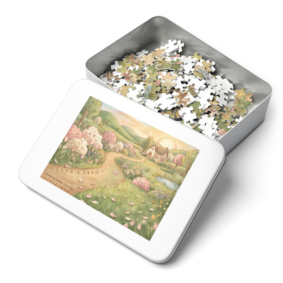 Jigsaw Puzzle with Tin - Sunlit Meadow Cottage (30, 110, 252, 500, 1000 & 2000 pcs)