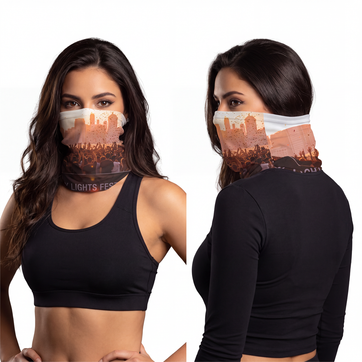 Lightweight Neck Gaiter - City Lights | Echovira Gallery