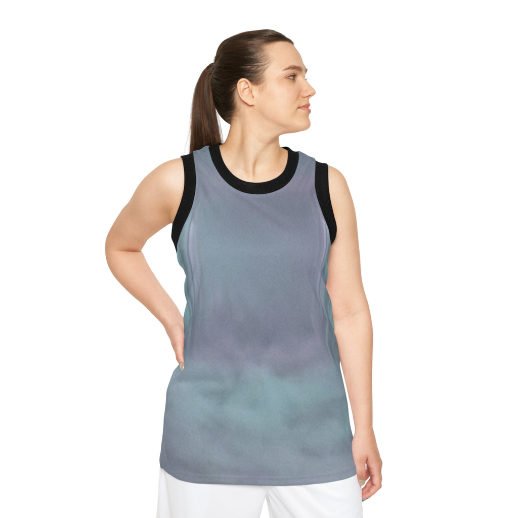 Unisex Basketball Jersey - Liminal Corridor Fog Art Print |...