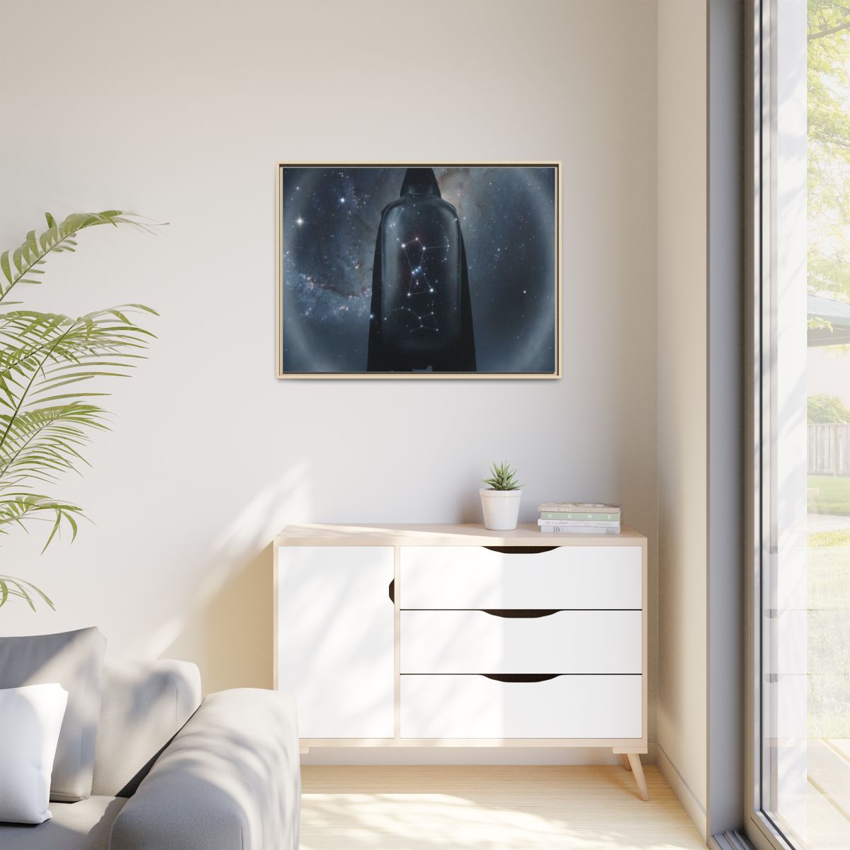 Matte Canvas, Framed - Cosmic Sentinel Orion Constellation...