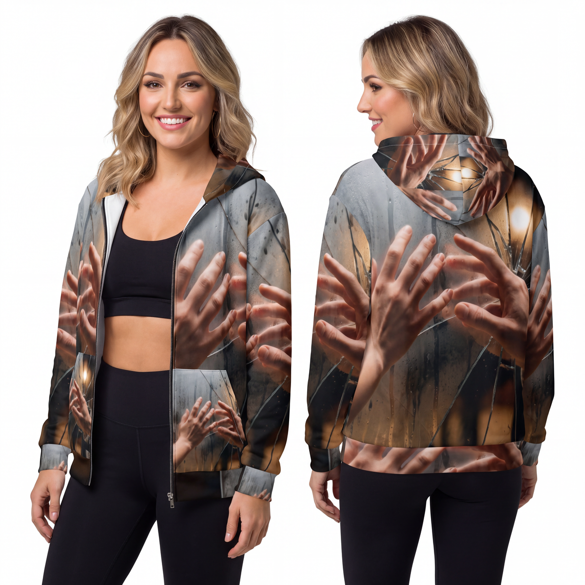 Unisex Zip Hoodie - Fractured Horizon | Echovira Gallery