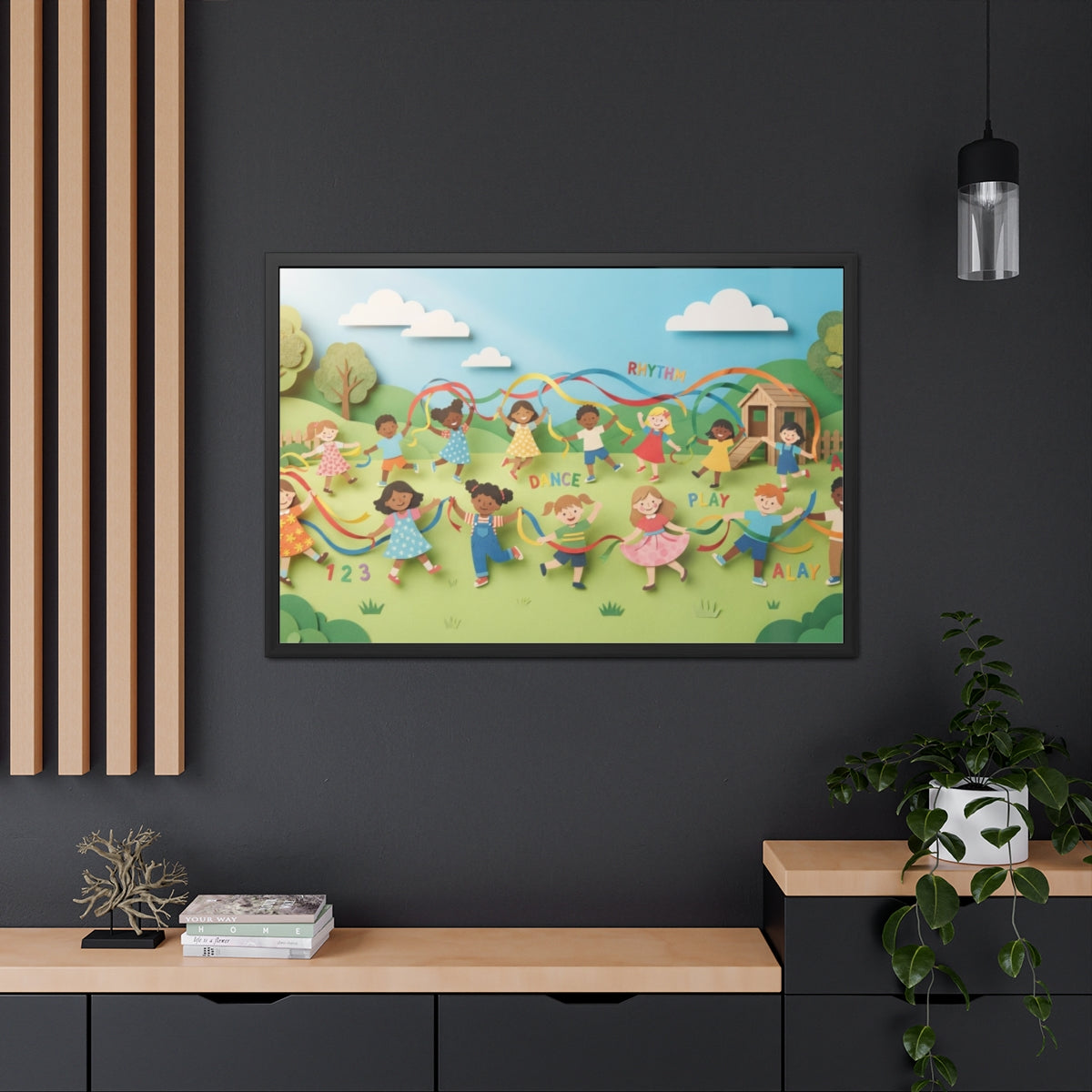 Framed Poster - Joyful Meadow Ribbon Dance — Landscape... |...