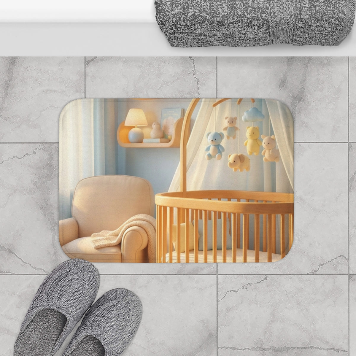 Serene Pastel Bath Mat - Morning Routine