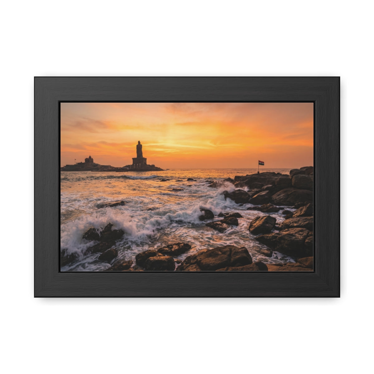 Framed Posters - Coastal Golden Glow — Landscape