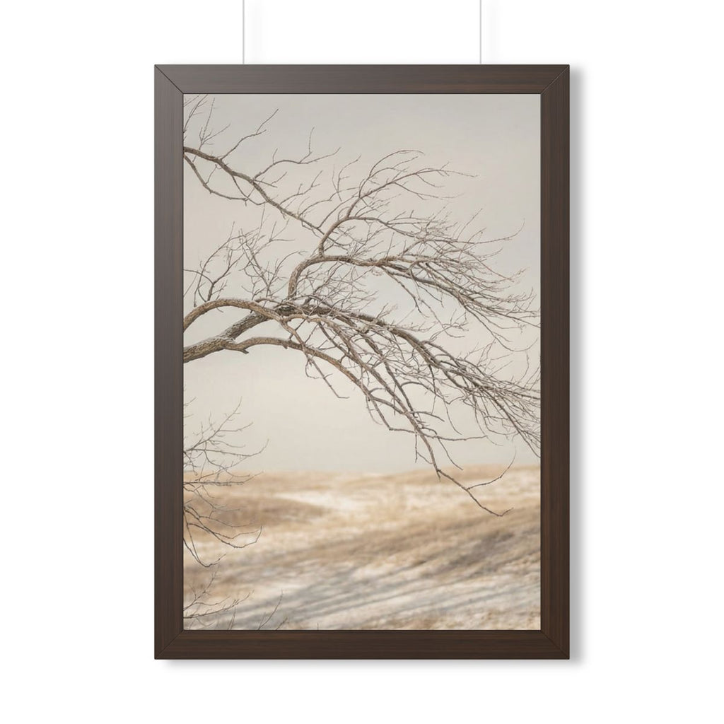 Framed Vertical Poster - Winter Branch Solitude Landscape —...