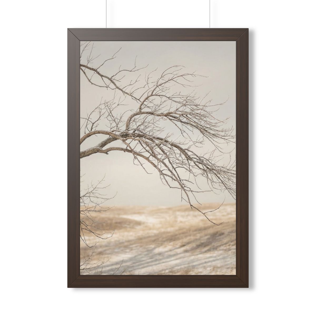 Framed Vertical Poster - Winter Branch Solitude Landscape —...