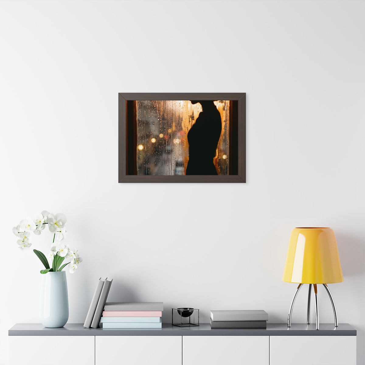 Framed Horizontal Poster - Twilight Rain — Walnut (14×11......
