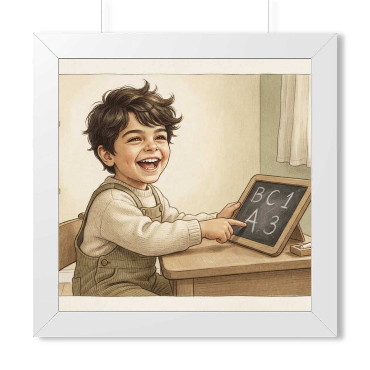 Framed Horizontal Poster - Little Scholar — White (14×11......