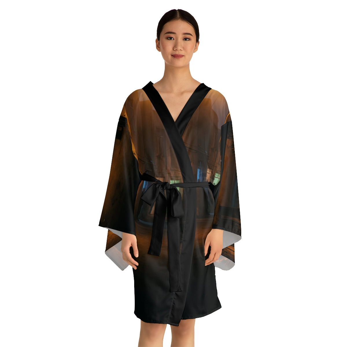 Long Sleeve Kimono Robe - Shadowed Alleyway Mystery Art... |...