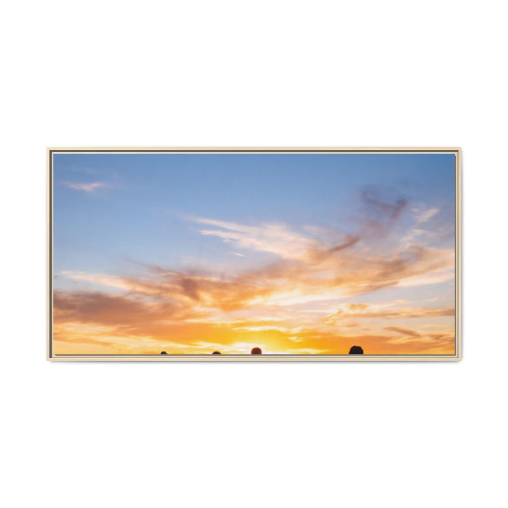 Framed Canvas - Sunset Silhouette — Natural / 1.25"