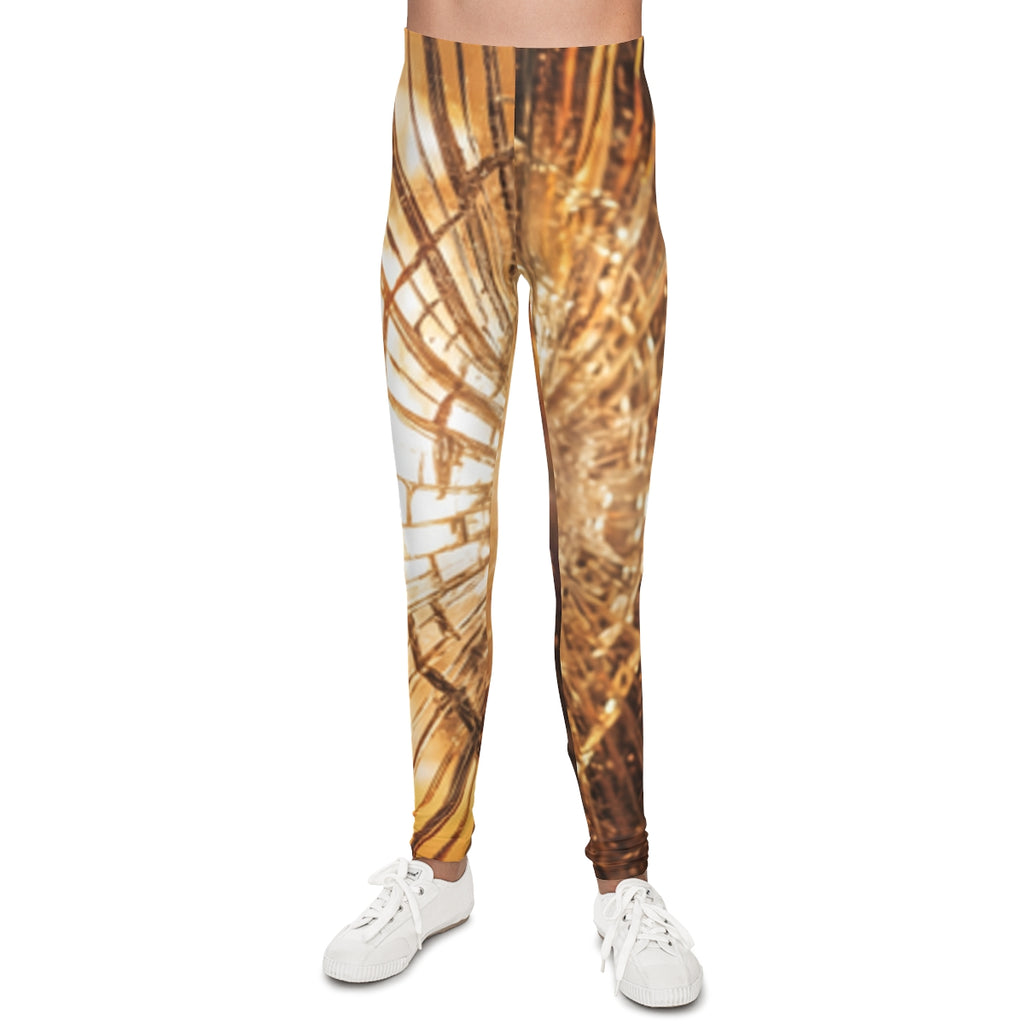 Youth Leggings - Golden Fracture Moody Cinematic Glass Art |...